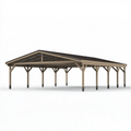 Abri voiture 600 x 500 x 300 cm en bois beige avec toiture foncée pour extérieur