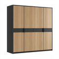 Armoire 4 portes 180 x 60 x 200 cm finition bois clair noir style contemporain