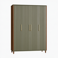 Armoire 4 portes 180 x 60 x 200 cm en bois d'ingénierie vert olive et marron style contemporain rangement chambre