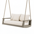 Balancelle suspendue 150 cm en métal taupe et textile écru - 2 places style contemporain
