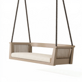 Balançoire suspendue 120 cm en bois beige avec cordes tressées style contemporain